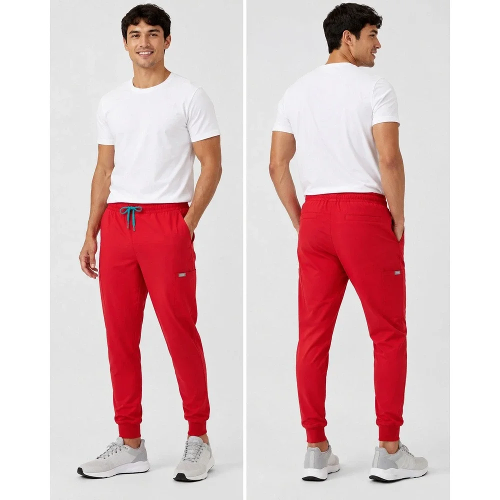 Figs Tansen Jogger Scrub Pants Mens Medium Red M23SW2016 FIONx Stretch Medical